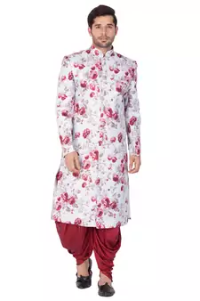 Men'S Multicolor Cotton Blend Sherwani Set