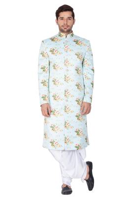 Multicolor Plain Blended Cotton Sherwani 1