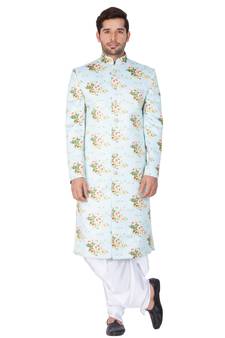 Multicolor Plain Blended Cotton Sherwani
