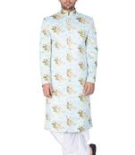 Multicolor Plain Blended Cotton Sherwani