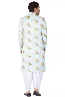 Multicolor Plain Blended Cotton Sherwani