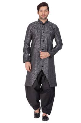 Men'S Grey Silk Blend Sherwani Set 2