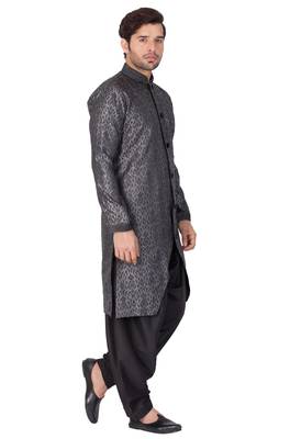 Men'S Grey Silk Blend Sherwani Set 4
