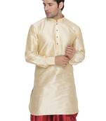 Gold Plain Blended Cotton Men-Kurtas