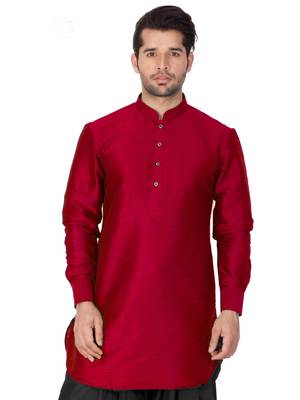 Maroon Plain Cotton Silk Men-Kurtas 2