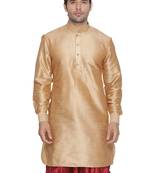 Gold Plain Blended Cotton Men-Kurtas
