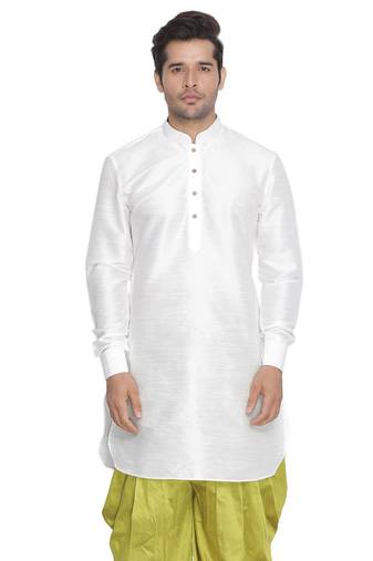 White Plain Blended Cotton Men-Kurtas