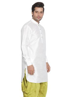 White Plain Blended Cotton Men-Kurtas 2