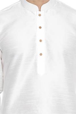 White Plain Blended Cotton Men-Kurtas 3