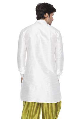 White Plain Blended Cotton Men-Kurtas 4