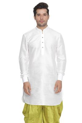 White Plain Blended Cotton Men-Kurtas 5