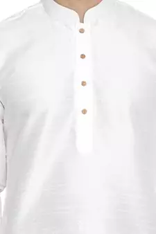 White Plain Blended Cotton Dhoti Kurta