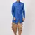 Blue Plain Blended Cotton Sherwani