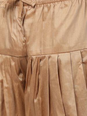 Beige Plain Blended Cotton Sherwani 5