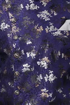 Blue Plain Blended Cotton Sherwani