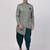 Green Plain Blended Cotton Sherwani