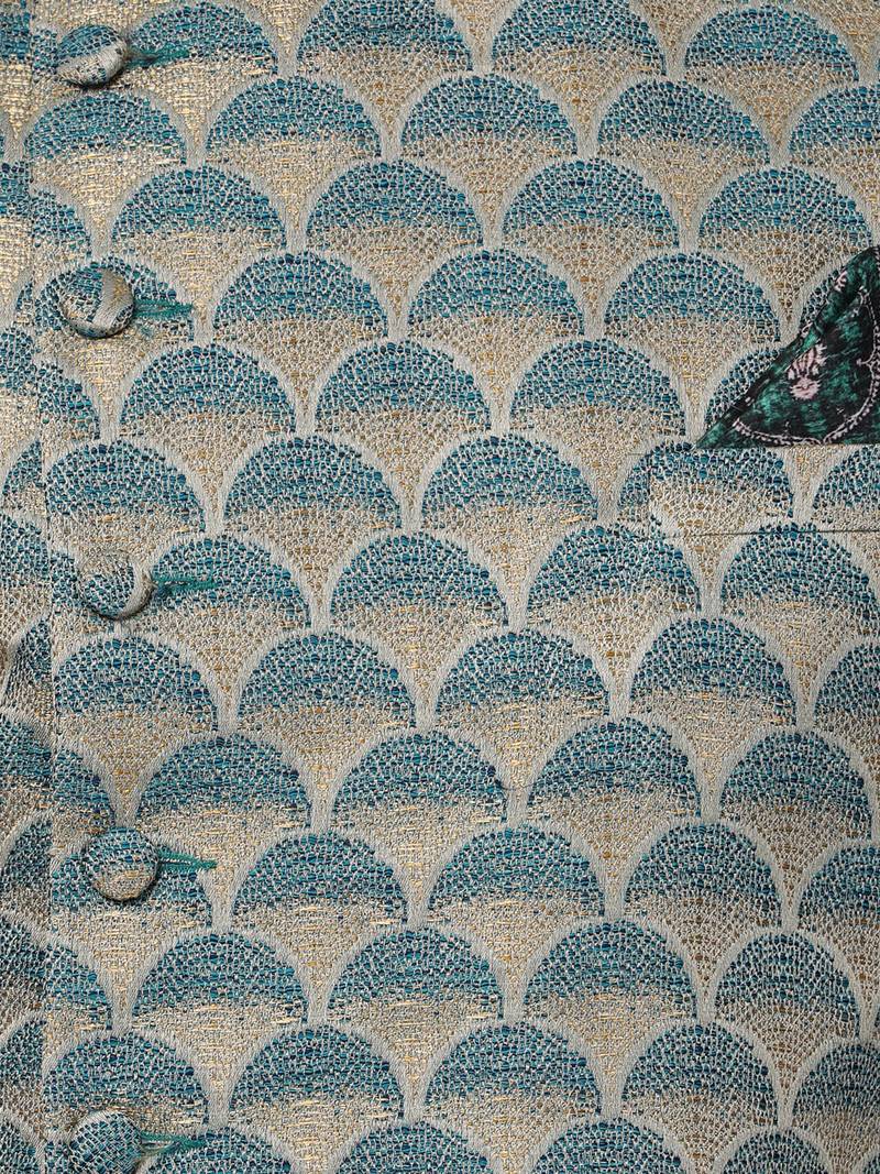 Green Plain Blended Cotton Sherwani