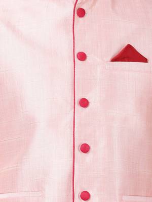 Pink Plain Blended Cotton Nehru Jacket 3