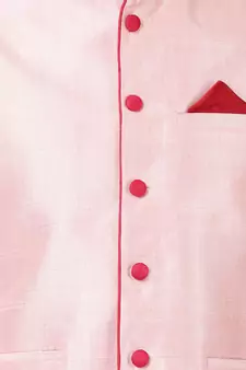 Pink Plain Blended Cotton Nehru Jacket