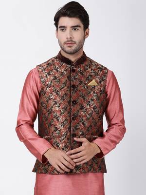 Multicolor Plain Blended Cotton Nehru Jacket 1