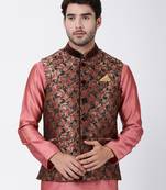 Multicolor Plain Blended Cotton Nehru Jacket