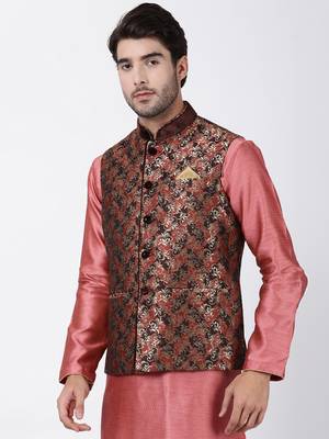 Multicolor Plain Blended Cotton Nehru Jacket 2