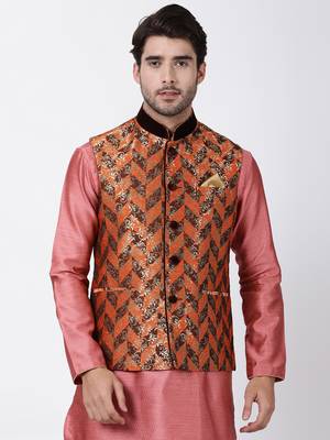 Multicolor Plain Blended Cotton Nehru Jacket 1