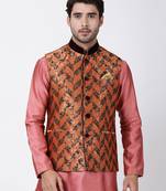 Multicolor Plain Blended Cotton Nehru Jacket