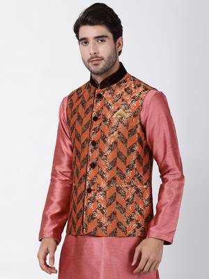 Multicolor Plain Blended Cotton Nehru Jacket 2