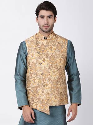 Multicolor Plain Blended Cotton Nehru Jacket 1