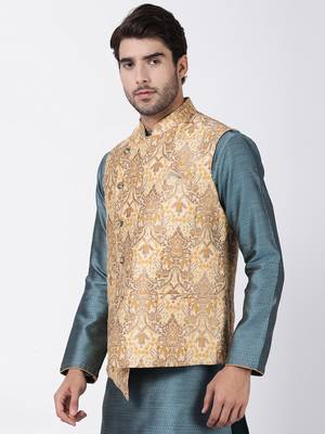 Multicolor Plain Blended Cotton Nehru Jacket 2