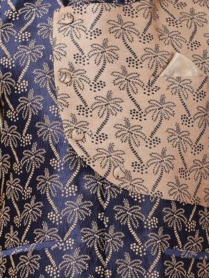 Blue Plain Blended Cotton Nehru Jacket 3