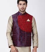 Blue Plain Blended Cotton Nehru Jacket