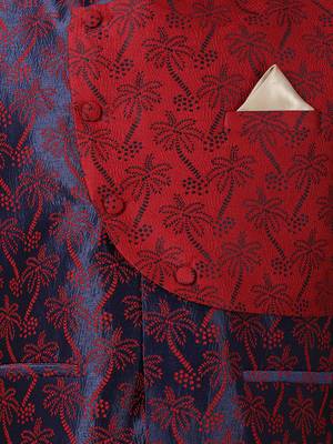 Blue Plain Blended Cotton Nehru Jacket 3