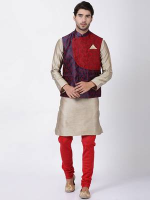 Blue Plain Blended Cotton Nehru Jacket 5