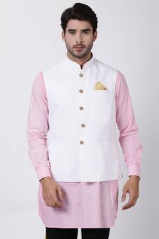 White Plain Cotton Nehru-Jacket