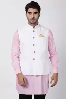 White Plain Cotton Nehru-Jacket