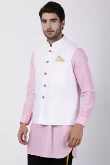 White Plain Cotton Nehru-Jacket