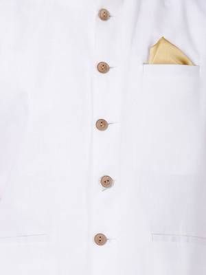 White Plain Cotton Nehru-Jacket 3
