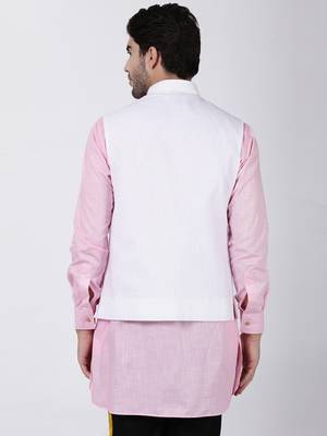 White Plain Cotton Nehru-Jacket 4