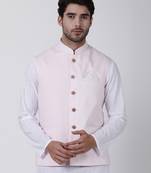 Pink Plain Cotton Nehru-Jacket