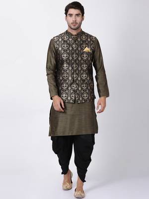 Black Plain Blended Cotton Nehru-Jacket 5