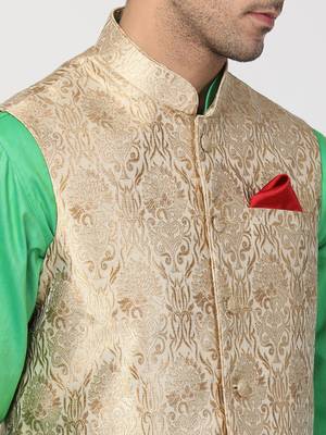 Green Plain Blended Cotton Dhoti Kurta 3