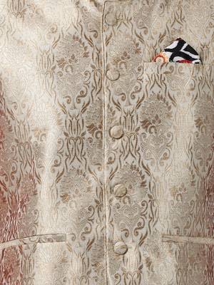 Red Plain Blended Cotton Dhoti-Kurta 3