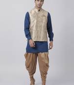 Blue Plain Blended Cotton Dhoti Kurta