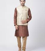 Maroon Plain Blended Cotton Kurta-Pajama