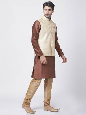 Maroon Plain Blended Cotton Kurta-Pajama 2