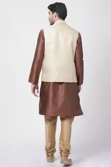 Maroon Plain Blended Cotton Kurta-Pajama