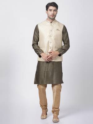 Black Plain Blended Cotton Kurta-Pajama 1