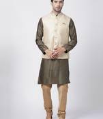 Black Plain Blended Cotton Kurta-Pajama